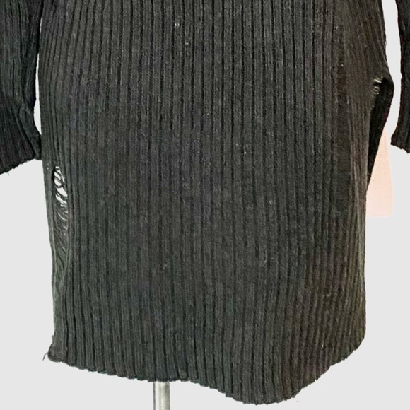 Sadie & Sage, EUC, Distressed Sweater, Open Front,  Charcoal Gray Cardigan, Med - Picture 12 of 14